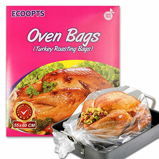 Picture of ECOOPTS Turkey Oven Bags Large Size Oven Cooking Roasting Bags for Chicken Meat Ham Seafood Vegetable - 10 Bags (21.6 x 23.6 IN)