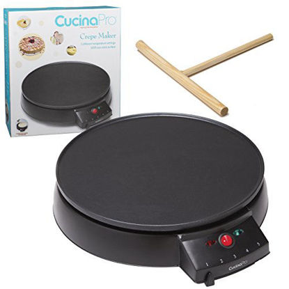 Picture of Crepe Maker and Non-Stick 12" Griddle- Electric Crepe Pan with Spreader and Recipes Included- Also use for Blintzes, Eggs, Pancakes and More