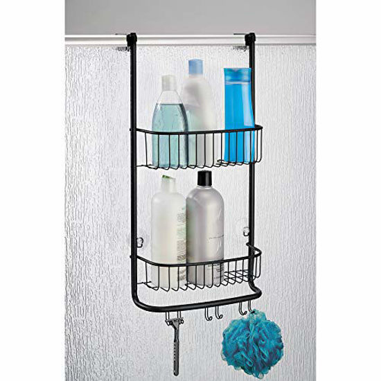 Picture of iDesign Forma Bathroom Over the Door Shower Caddy with Storage Baskets Shelves and Hooks for Shampoo, Conditioner, Soap, Matte Black