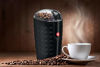 Picture of Quiseen One-Touch Electric Coffee Grinder. Grinds Coffee Beans, Spices, Nuts and Grains - Durable Stainless Steel Blades (Black)