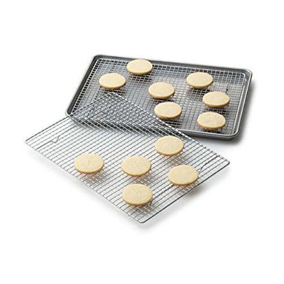 Picture of Libertyware Professional Cross Wire Cooling Rack Half Sheet Pan Grate-16-1/2 x 12" Drip Screen (Set of 2), 16-1/2" x 12", Silver