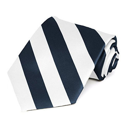 Picture of TieMart Navy Blue and White Striped Tie