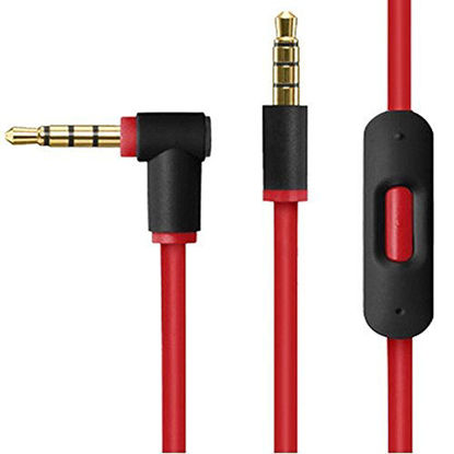 Picture of Replacement Audio Cable Cord Wire with in-line Microphone and Control for Beats by Dr Dre Headphones Solo/Studio/Pro/Detox/Wireless/Mixr/Executive/Pill (Red/Black)