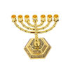 Picture of 12 Tribes of Israel Menorah, Jerusalem Temple 7 Branch Jewish Candle Holder (8 Inches, Gold)