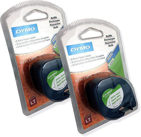 GetUSCart- DYMO 10697 LT Tape Cartridge for Dymo LetraTag Label Makers, 1/2-Inch  x 13 Feet, Black on White, Blister of 2 Cartridges, Pack of 2 Blisters