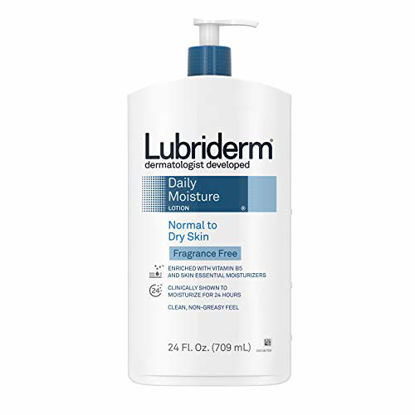 Picture of Lubriderm Daily Moisture Hydrating Unscented Body Lotion with Vitamin B5 for Normal to Dry Skin, Non-Greasy and Fragrance-Free Lotion. 24 fl. oz