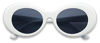 Picture of White Oval Clout Goggles Bold Retro Thick MOD 51mm Round Lens Sunglasses (White, Smoke)