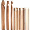 Picture of Hestya 15 Pieces Wooden Bamboo Crochet Hooks Set Handcrafted Knitting Needles Weave Yarn Craft, 3 to 25 mm in Diameters