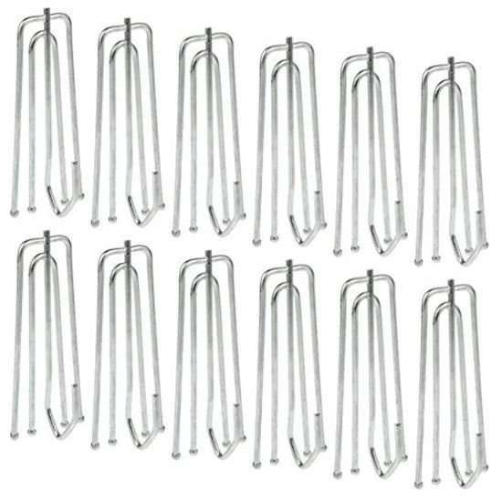 Picture of baotongle 50 pcs Stainless Steel Curtain Pleater Tape Hooks Stainless Curtain Pleat Hook, 4 Prongs Pinch Pleat Hook ClipTraverse Pleater 4 End Hooks