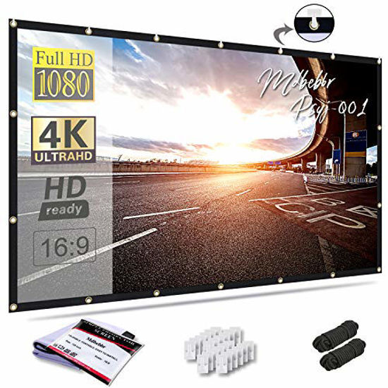 Picture of Mdbebbron 120 inch Projection Screen 16:9 HD Foldable Anti-Crease Portable Projector Movies Screen for Home Theater Outdoor Indoor Support Double Sided Projection