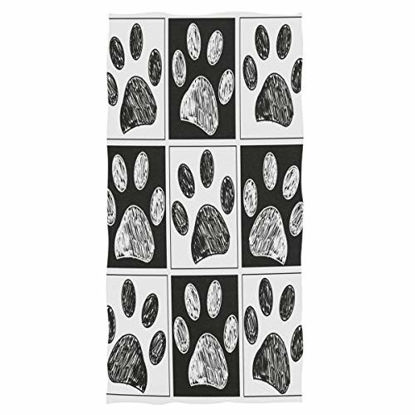 Picture of Wamika Dog Pattern Large Hand Towels Doodle Black White Dog Animals Paws Print Bath Towel Ultra Soft Highly Absorbent Multipurpose Bathroom Towel for Hand,Face,Gym,Sports and Spa Home Decor, 16x30 in