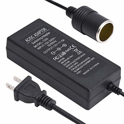 Picture of AC to DC Converter, 12V 5A 60W 110-220V to 12V Car Cigarette Lighter Socket AC/DC Power Adapter Power Supply for Car Fan Car Air Purifier Car MP3 Other Car Devices Under 60W