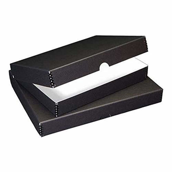 Picture of Lineco Archival Folio Storage Box. Metal Edge Archival Boxboard, Clamshell Lid. 9.5 x 12.5 x 1.75 inches. Protects Longevity, Organize and Store Photos, Documents, Craft, Cards, Magazine, Prints, Wedding Dresses, DIY. Black