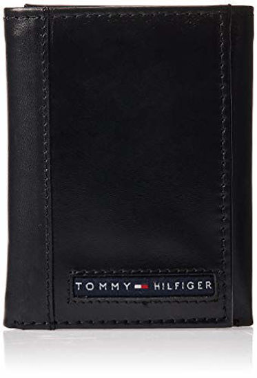 Picture of Tommy Hilfiger Men's Leather Trifold Wallet, Black/Black, One Size