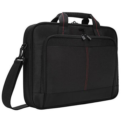 Picture of Targus Classic Slim Briefcase with Crossbody Shoulder Bag Design for the Business Professional Travel Commuter and Laptop Protection fits up to 16-Inch Laptops, Black (TCT027US)