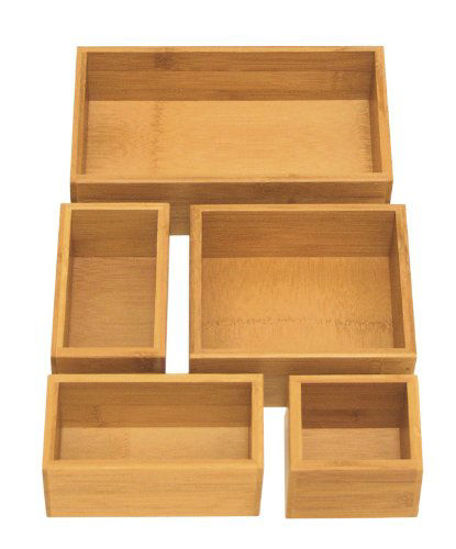 Picture of Seville Classics Box Utensil & Kitchen Tool Holder Storage Organizer, 5 pc, Bamboo