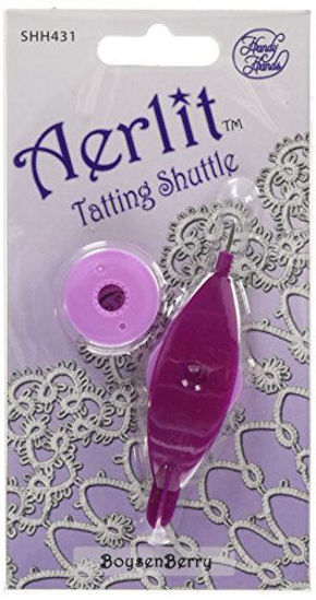 Picture of Handy Hands Aerlit Tatting Shuttle with 2 bobbins SHH431, Boysenberry, 1-Pack