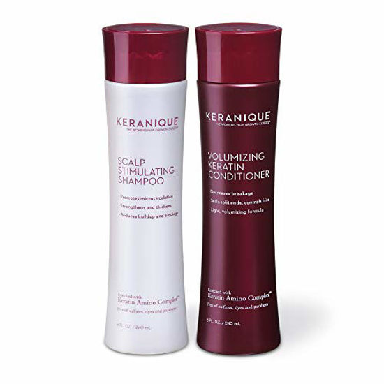 Picture of Keranique Shampoo and Conditioner Set for Hair Growth and Thinning Hair | Keratin Hair Treatment | Keratin Amino Complex, Free of Sulfates, Dyes and Parabens, 8 Fl Oz