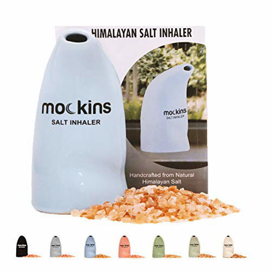 Picture of mockins Easy to Use Ceramic Salt Inhaler and Includes Pure Himalayan Pink Salt - Sky Blue Color | Asthma and Allergy Relief