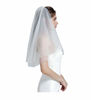 Picture of Wedding Bridal Veil with Comb 2 Tier Cut Edge Fingertip Length 35" Ivory