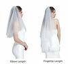 Picture of Wedding Bridal Veil with Comb 2 Tier Cut Edge Fingertip Length 35" Ivory