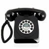 Picture of Retro Design Corded Landline Phone - Classic Vintage Old Fashioned Rotary Dial Style Desk Table Home Office Coiled Cord Handset w/Button Dialing, Standard Telephone Jack - Pyle