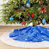 Picture of yuboo Blue Christmas Tree Skirt,36 inch Fur Tree Skirt with White Snowflakes for Xmas Party and Holiday Decorations