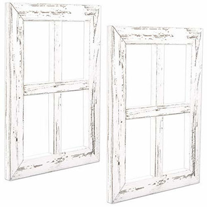 Picture of Ilyapa Window Frame Wall Decor 2 Pack - Rustic White Wood Window Pane Country Farmhouse Decorations
