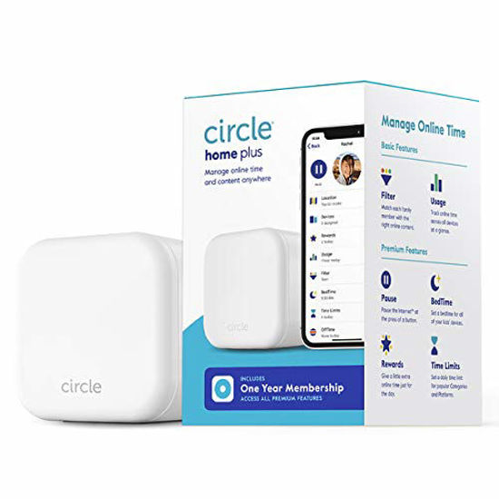 Picture of Circle Home Plus (2nd Gen) - Parental Controls for Internet and Mobile Devices - Works on WiFi, Android and iOS Devices - Control Apps, Set Screen Time Limits and Block Content - 1-YR Subscription