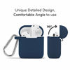 Picture of AirPods Case, GMYLE Silicone Protective Shockproof Case Cover Skins with Keychain Compatible with Apple AirPod 2 and 1, Navy Blue [Front LED Visible]