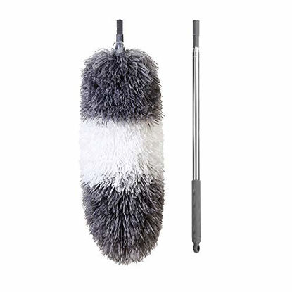 Picture of BOOMJOY Telescoping Duster, 100" Extendable Cobweb Duster, Scratch-Resistant Cover, Stainless Steel Pole, Detachable Bendable Head, Washable 