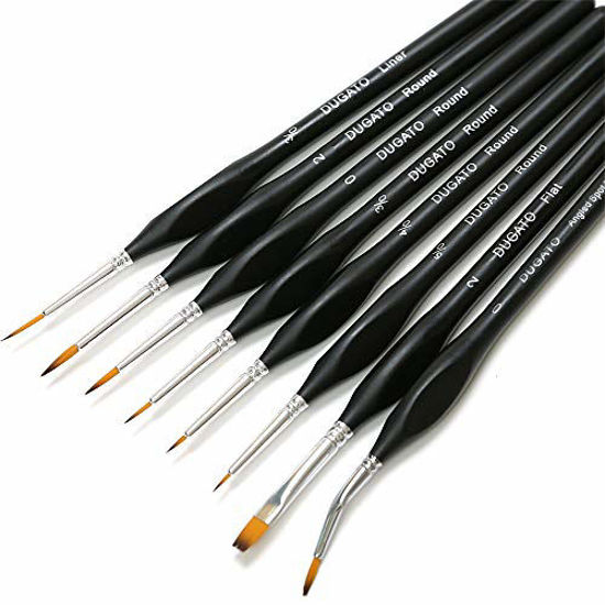 Fine Detail Paint Brush Set 8Pcs, Tiny Professional Micro Miniature  Painting Brushes Kit with Ergonomic Handle for Acrylic, Oil, Watercolor,  Art