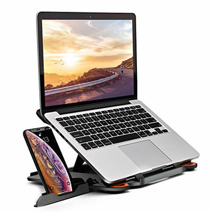 Picture of Laptop Stand Adjustable Laptop Computer Stand Multi-Angle Stand Phone Stand Portable Foldable Laptop Riser Notebook Holder Stand Compatible for 10 to 17 Laptops