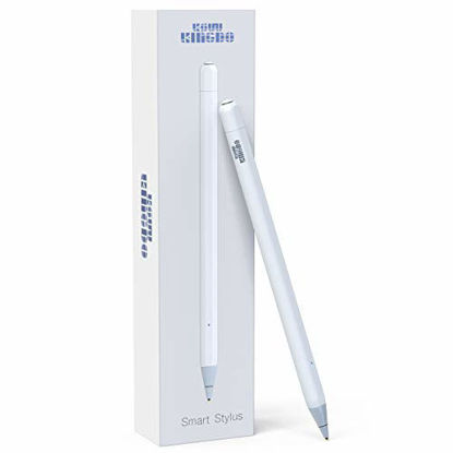 Picture of iPad Stylus, Stylus for iPhone, KSW KINGDO Rechargeable Stylus Pen for iPhone and iPad. 1.4mm Fine Tip for Drawing and Writing (White)