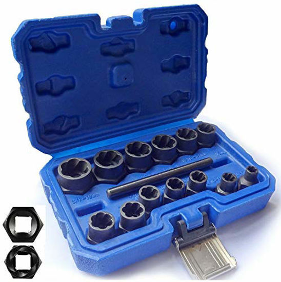 Picture of Ritzybiz Impact Nut & Bolt Extractor Set, Nut Removal Extractor Socket Tool Set, Metric Bolt Extractor Set, Bolt Remover Tool Set (14 Pcs)