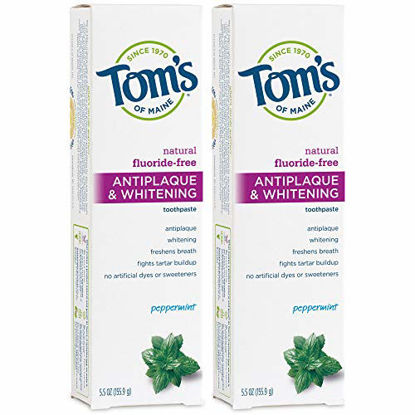Picture of Tom's of Maine Fluoride-Free Antiplaque & Whitening Natural Toothpaste, Peppermint, 5.5 oz. 2-Pack