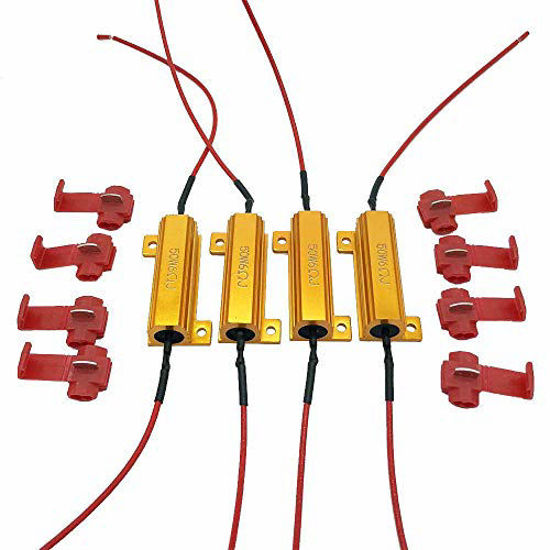 Picture of 4Pcs Aaron 50W 6ohm Load Resistors - Fix LED Bulb Fast Hyper Flash Turn Signal Blink Error Code (Resistors get very hot during working)