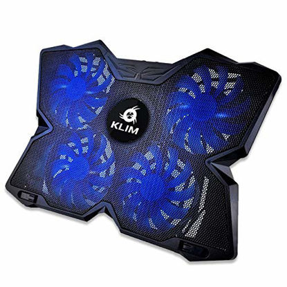 Picture of KLIM Wind Laptop Cooling Pad - Support 11 to 19 Inches Laptops, PS4 - [ 4 Fans ] - Light, Quiet Rapid Cooling Action - Ergonomic Ventilated Support - Gamer USB Slim Portable Gaming Stand - Blue