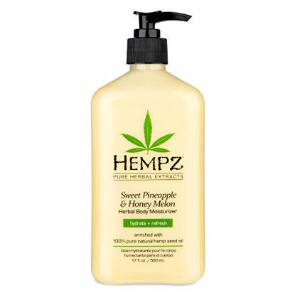 Picture of Hempz Sweet Pineapple & Honey Melon Moisturizing Skin Lotion, Natural Hemp Seed Herbal Body Moisturizer with Jojoba, Natural Extracts, Vitamin A and E, 17 oz