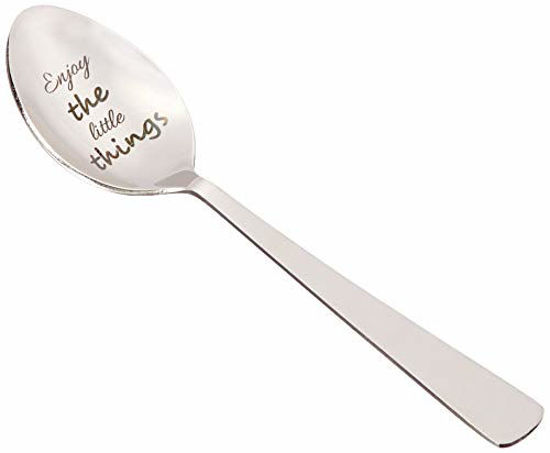 Picture of Boston Creative company Enjoy The Little Things, Silverware Engraved, Stainless Steel Spoon, Cute Unique Gift