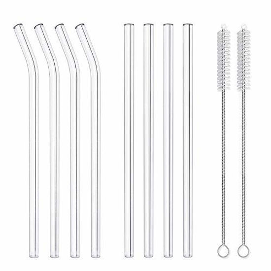 Reusable Glass Straws Set, 4-piece Drinking Staws With Cleaning Brush, 10  X 10 Mm, Dishwasher Safe