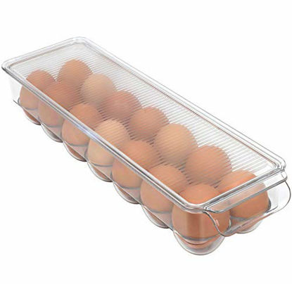 Picture of Greenco Stackable Refrigerator Egg Storage Bin With Lid, Stores 14 Eggs, Clear