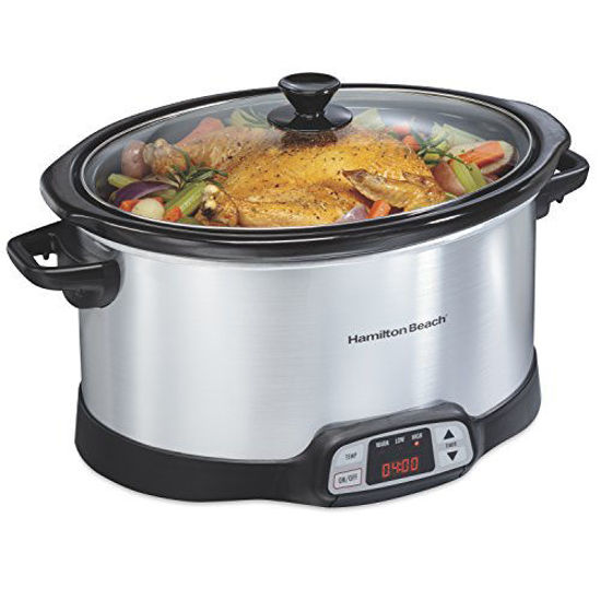 Picture of Hamilton Beach 33480 8-Quart Programmable Slow Cooker, Silver