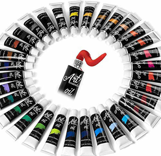  Oil Paint Set - 32 Color Painting Set for Artists, Adults &  Kids. Complete Collection of Pigment Rich Oil Based Paints. Art Supplies Kit  w/ 12 ml Tube Colors 