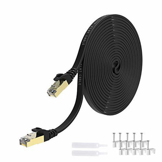 Picture of CAT 7 Ethernet Cable 10 ft Black 2pack,Lovicool LAN Patch Network Cable 600 MHz Speed Gigabit Patch Cord SSTP RJ45 Gold Plated Lead Connector for Switch/Router/Modem/Patch Panel 3m