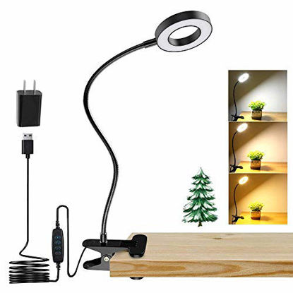 Picture of DLLT Dimmable Clip on Light, 48 LED USB Book Reading Light, Color Changeable Night Light Clip on for Desk, Bed Headboard, Makeup Mirror, Dorm Room, Computer, Piano Lighting, 15 Brightness (Black)