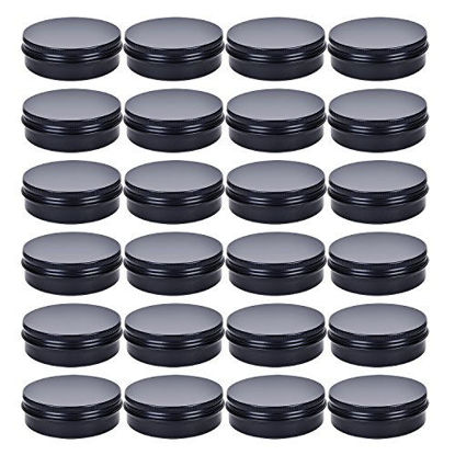 Picture of TMO 4 oz. Aluminum Tins Container 24 Pack Round Screw Lid Containers Jars Metal Storage Tin Jars Aluminum Tin Cans Food Tins Travel Tins,Black