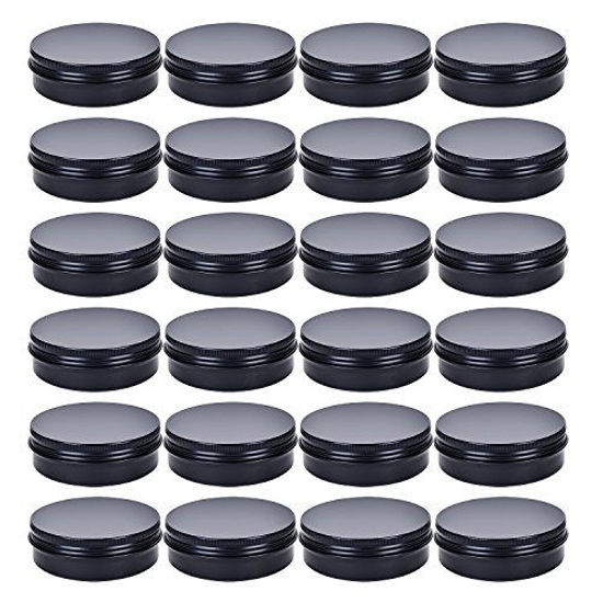 Picture of TMO 4 oz. Aluminum Tins Container 24 Pack Round Screw Lid Containers Jars Metal Storage Tin Jars Aluminum Tin Cans Food Tins Travel Tins,Black