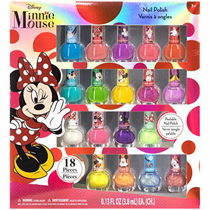 Picture of Townley Girl Disney Minnie Mouse Non-Toxic Peel-Off Nail Polish Set for Girls, Glittery and Opaque Colors, Ages 3+ - 18 Pack