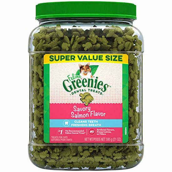 Picture of FELINE GREENIES Natural Dental Care Cat Treats Savory Salmon Flavor, 21 oz. Tub